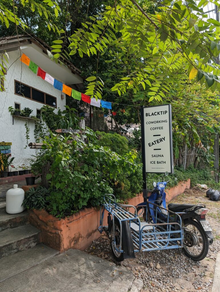 The entrance to Black Tip Coworking Cafe in Koh Tao