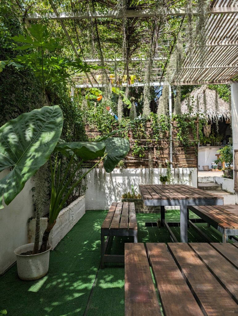 The tables inside Black Tip Coworking Cafe in Koh Tao