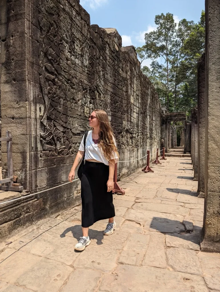 Justyn walking in the temples of Angkor Wat.