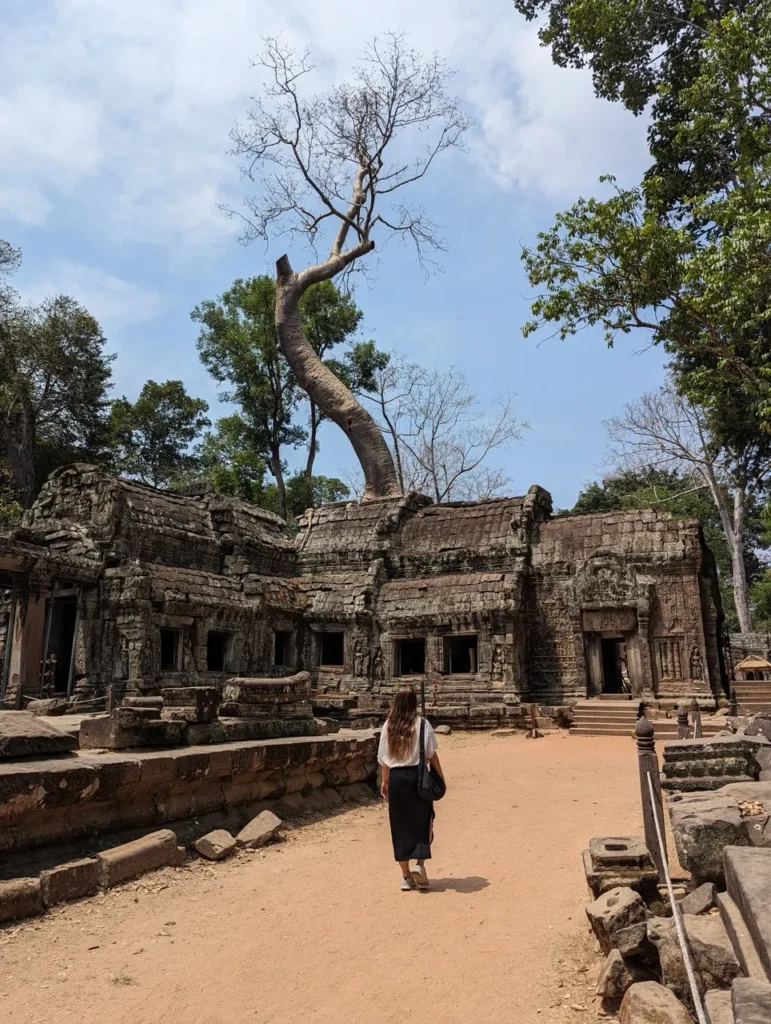 Justyn walking in the temples of Angkor Wat.