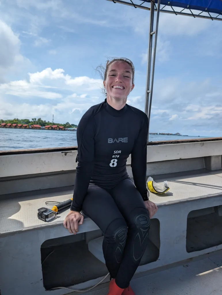 Justyn on the boat between dives with Seaventures.