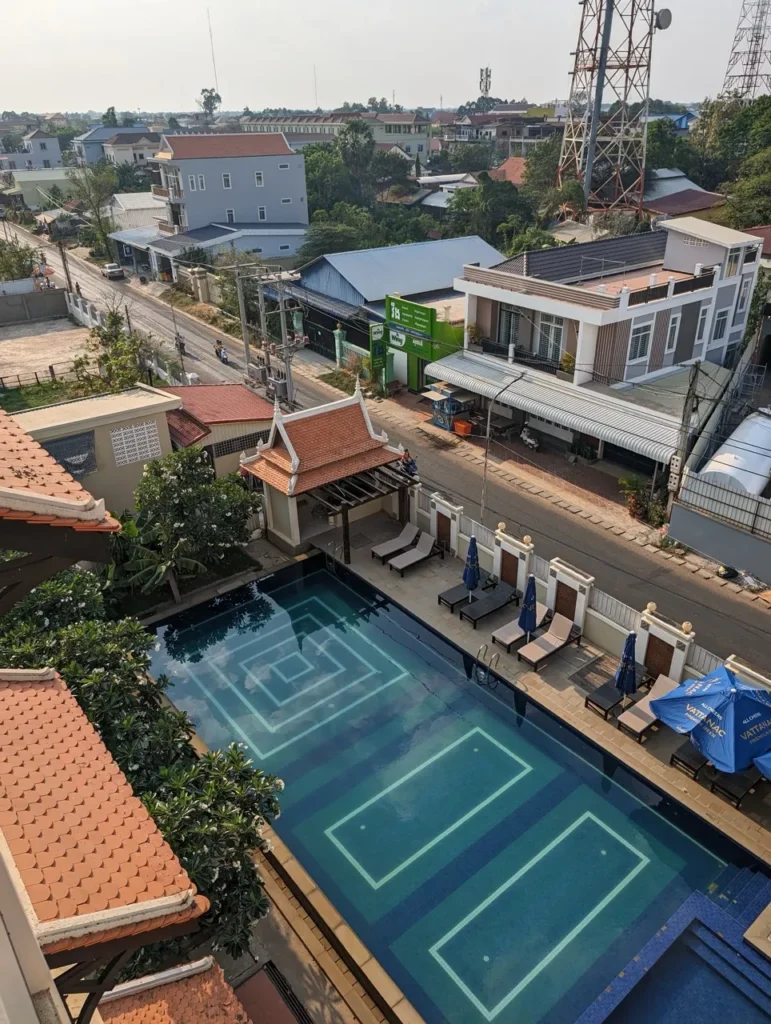 Our pool at Kampong Thom Palace Hotel. 