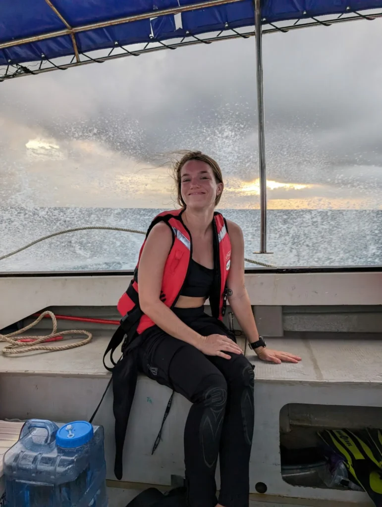 Justyn on the boat to Sipadan Island