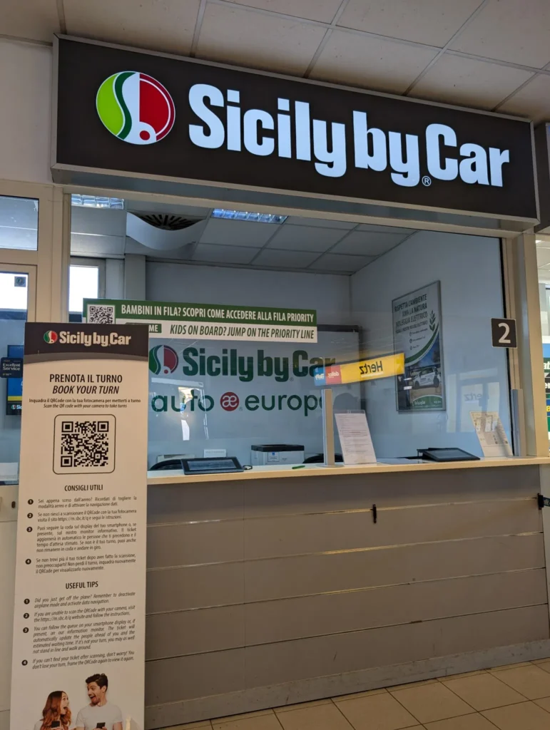 Siciliy by Car car rental desk in Rome.