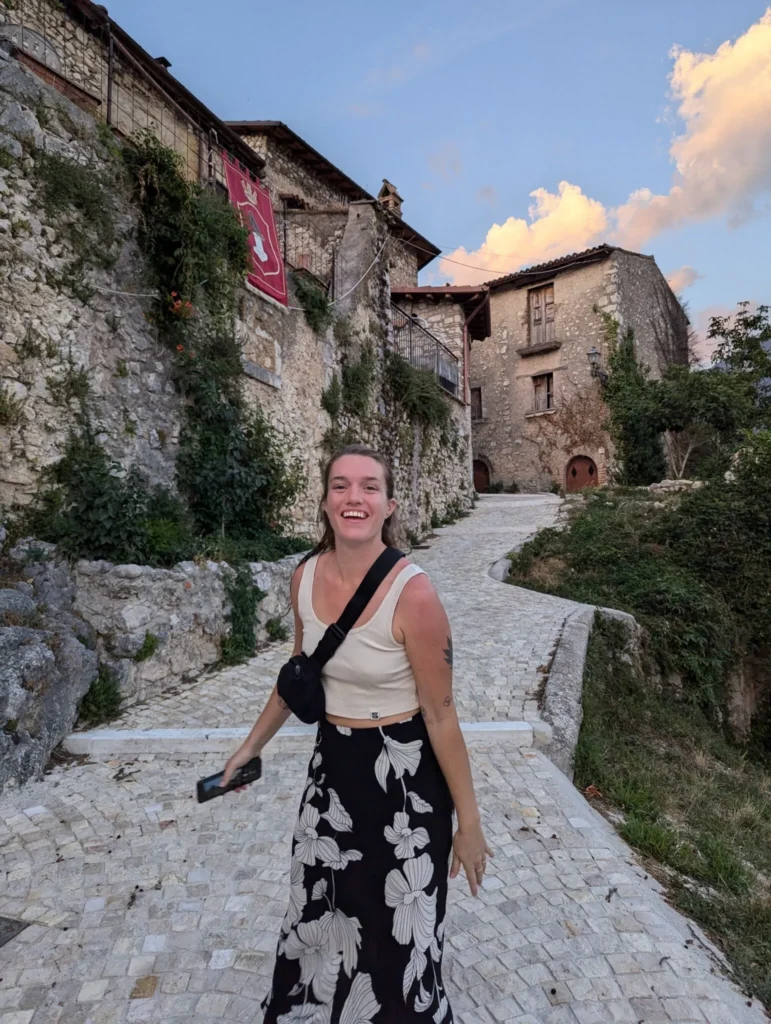 Justyn in the streets of an old village in Italy.