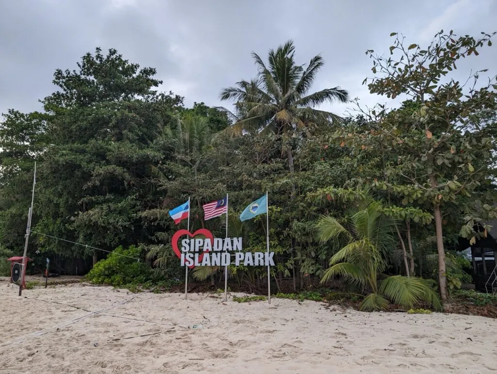 The welcome sign on Sipadan Island.